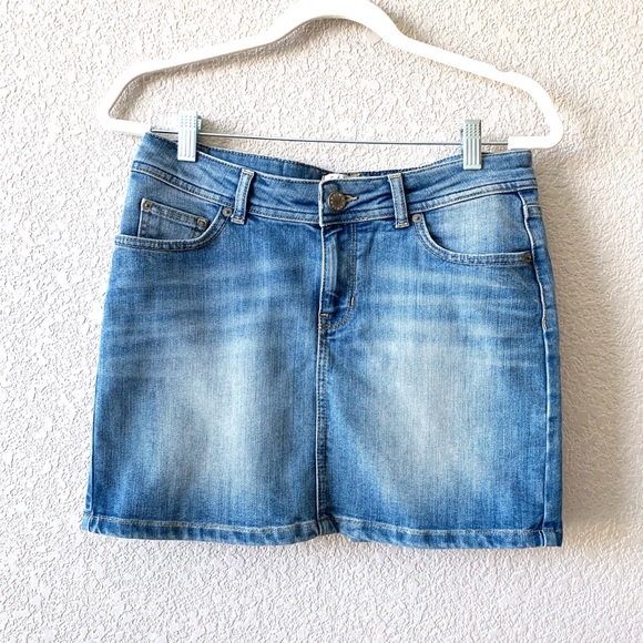 Zara Dresses & Skirts - ZARA Premium Collection Aged Denim Mini Skirt